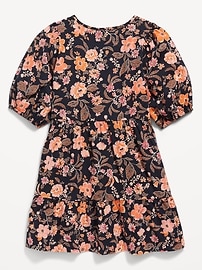 View large product image 3 of 4. Puff-Sleeve Tiered Floral-Print Swing Dress for Girls