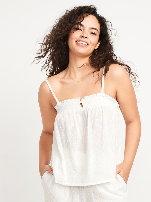 Women's Cropped Smocked Clip-Dot Cami Swing Pajama Top (various sizes)