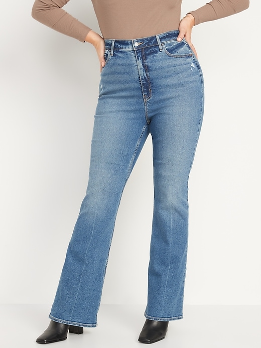 Image number 4 showing, Higher High-Waisted Distressed Flare Jeans