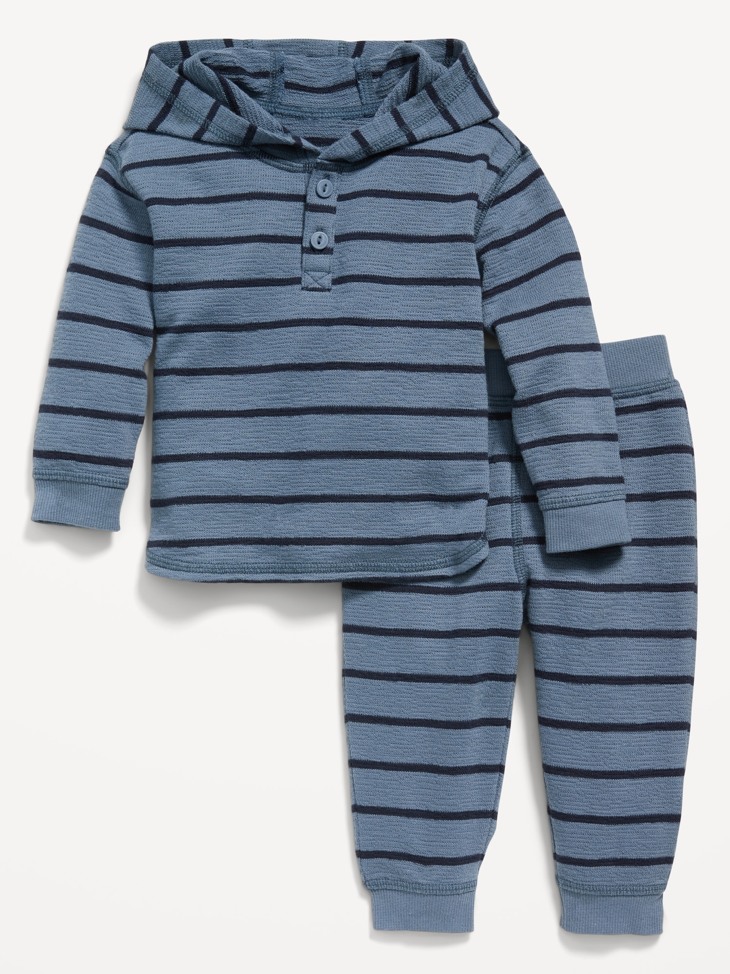 Unisex Henley Hoodie and Jogger Sweatpants Set for Baby