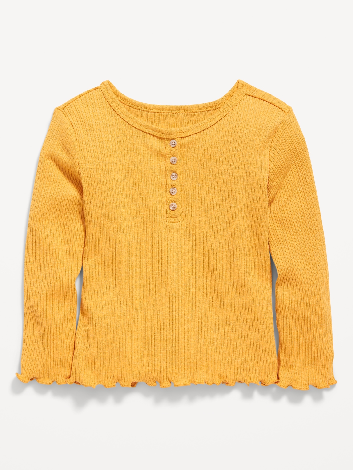 Oldnavy Long-Sleeve Lettuce-Edge Rib-Knit T-Shirt for Toddler Girls