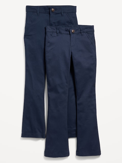 School Uniform Boot-Cut Pants 2-Pack for Girls - Navy Blue