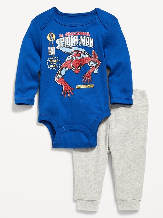 View large product image 1 of 2. Marvel™ Spider-Man Unisex Bodysuit & Leggings Set for Baby