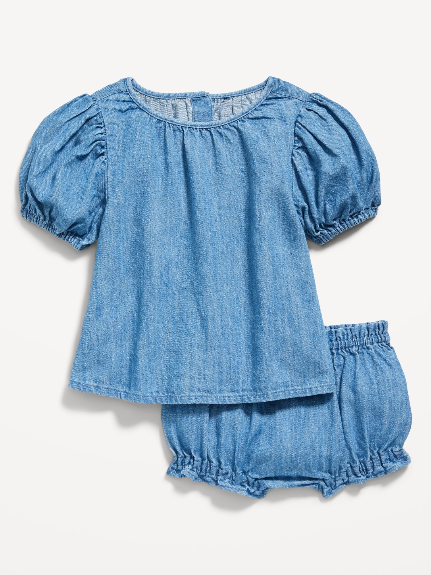 Chambray PuffSleeve Top & Bloomer Shorts Set for Baby Old Navy