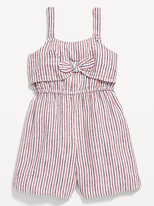 Sleeveless Striped Linen-Blend Romper for Toddler Girls