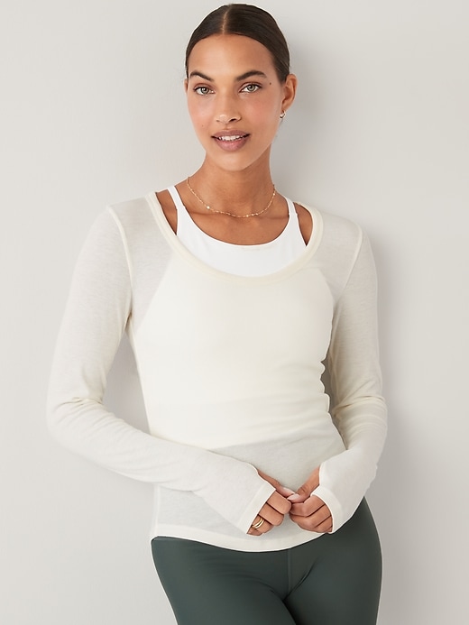 Image number 1 showing, UltraLite Long-Sleeve Rib-Knit Top for Women