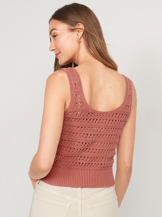Image number 2 showing, Cropped Open-Knit Sweater Tank Top for Women