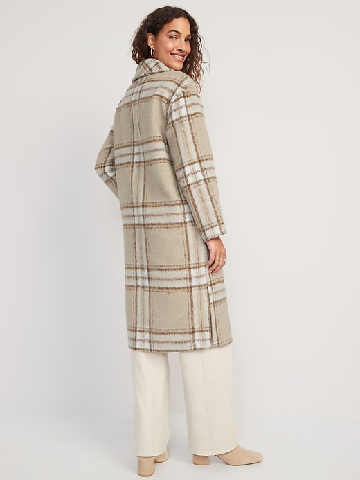 Image number 2 showing, Relaxed Plaid Soft-Brushed Overcoat for Women