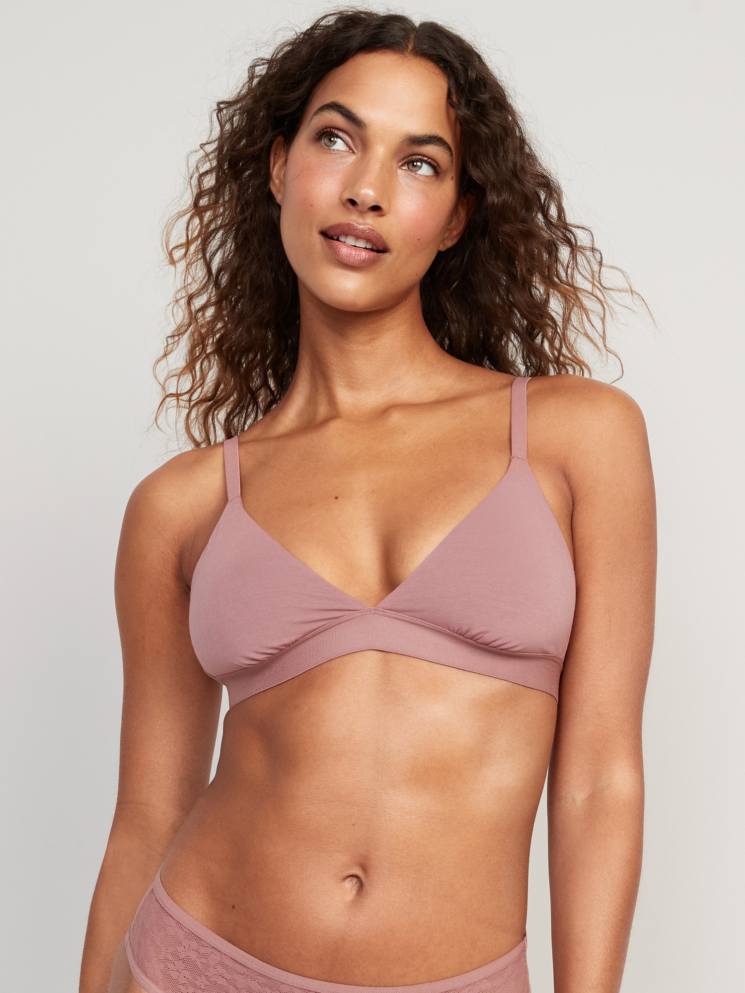 Old Navy Supima® Cotton-Blend Triangle Bralette Top for Women gray. 1