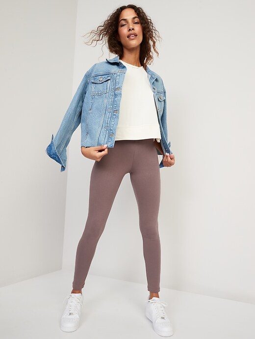 Image number 3 showing, High-Waisted Fleece-Lined Ankle Leggings