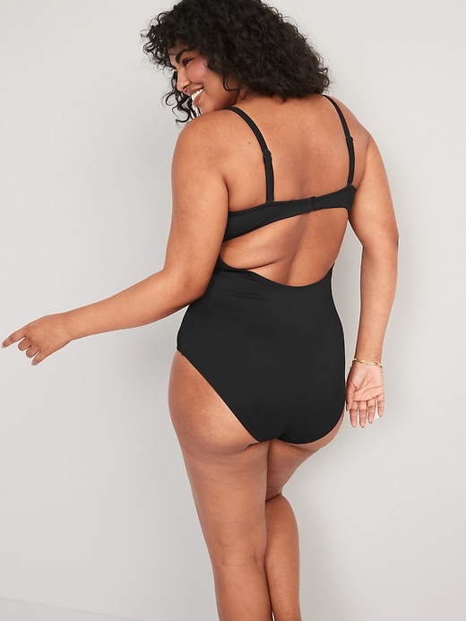 Image number 6 showing, Tie-Front Keyhole Bandeau-Style One-Piece Swimsuit