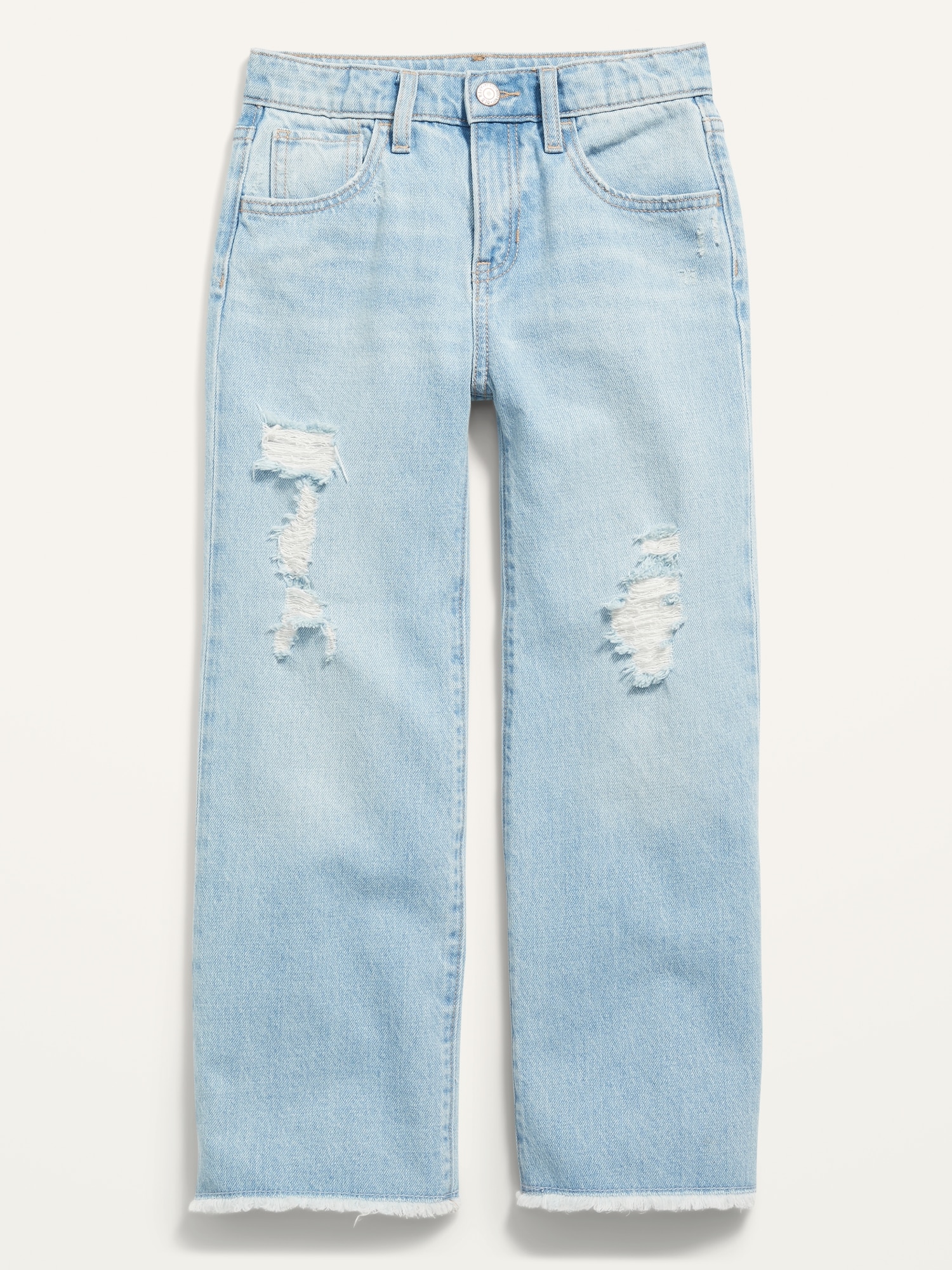 High-Waisted Slouchy Ripped Frayed-Hem Wide-Leg Jeans for Girls | Old Navy