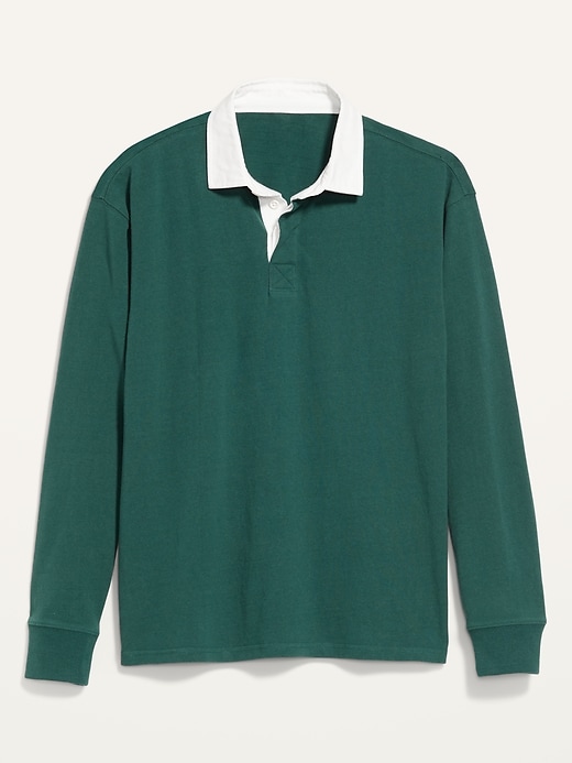Image number 1 showing, Gender-Neutral Long-Sleeve Rugby Polo Shirt for Adults