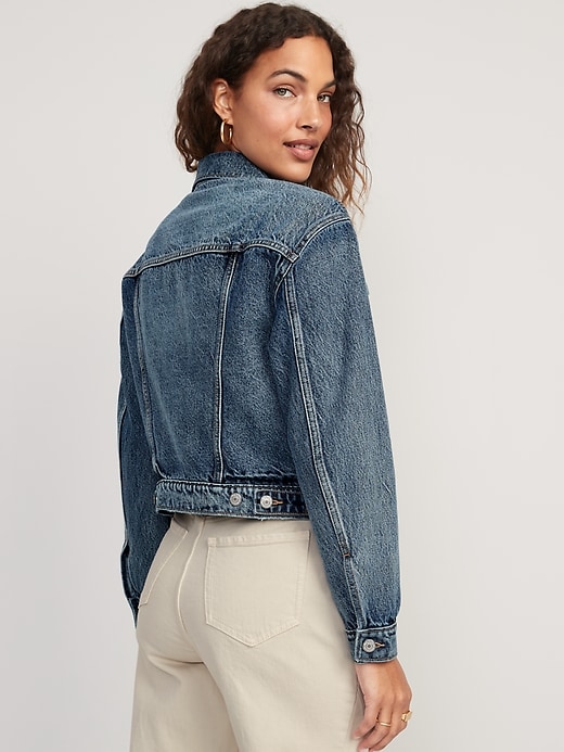 Image number 2 showing, Cropped Non-Stretch Jean Jacket for Women