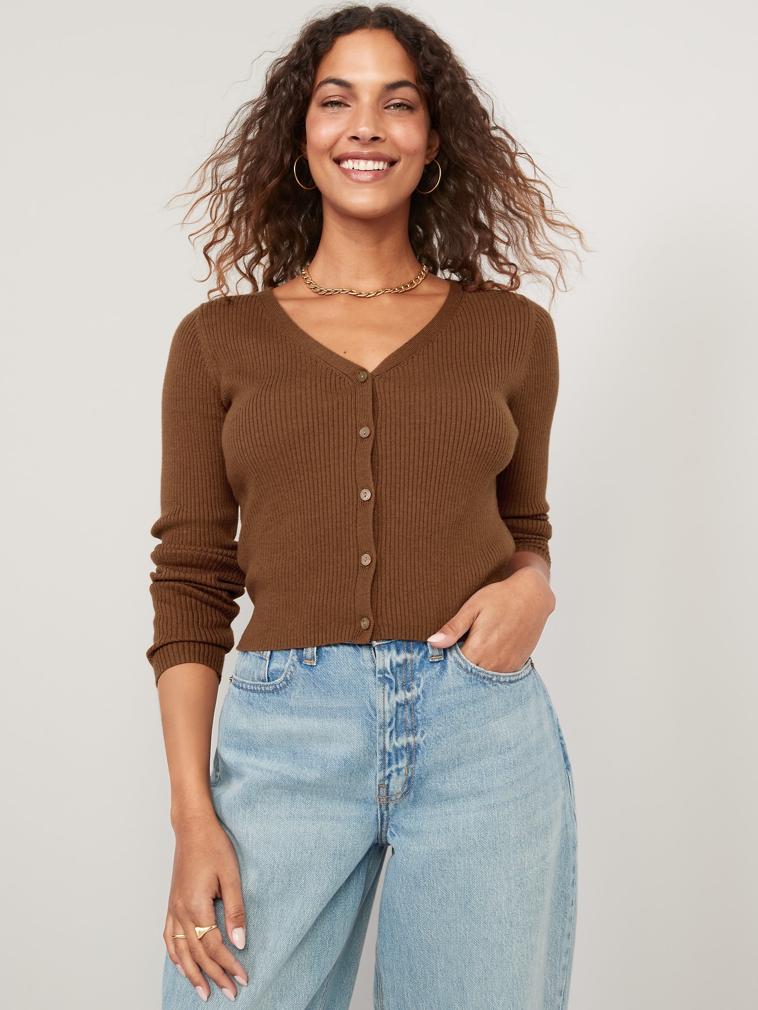 Angreb skuffe klog Long-Sleeve Cropped Rib-Knit Cardigan Sweater for Women | Old Navy