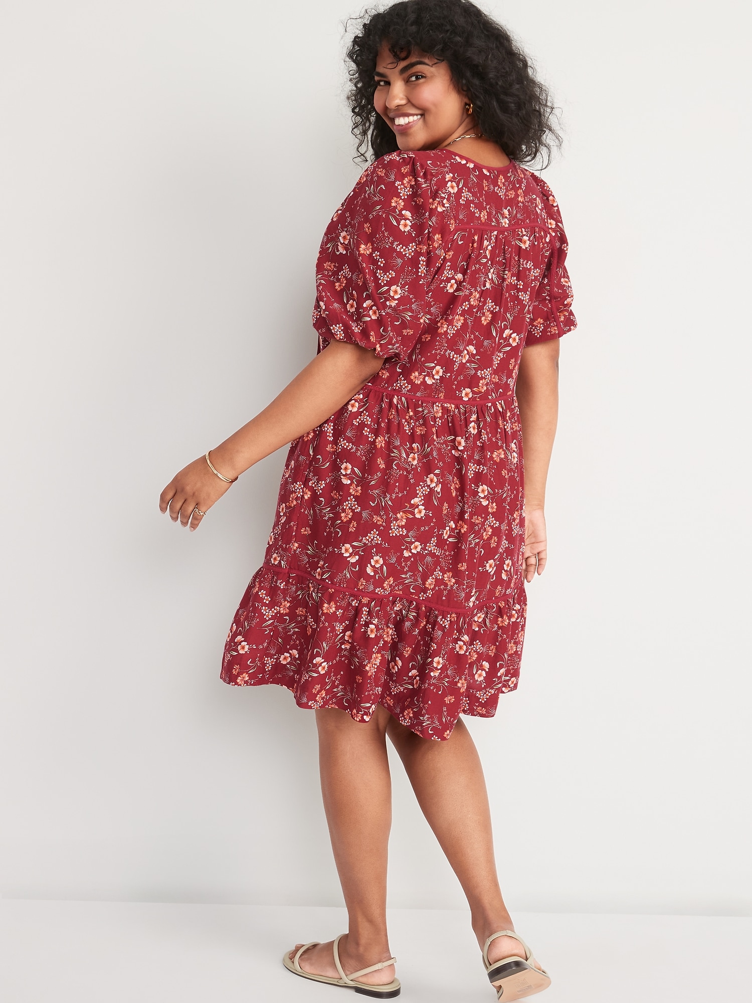Puff-Sleeve Floral Mini Swing Dress for Women | Old Navy