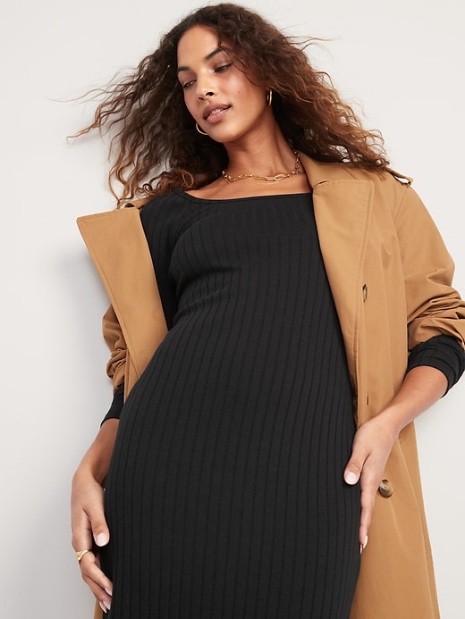 Image number 3 showing, Fitted Long-Sleeve Rib-Knit Midi Dress for Women