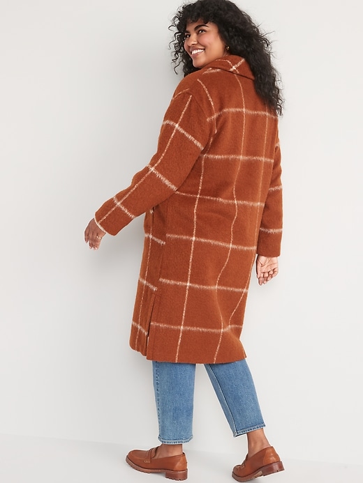 Image number 6 showing, Relaxed Plaid Soft-Brushed Overcoat for Women