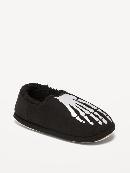 View large product image 1 of 3. Gender-Neutral Skeleton Graphic Slippers for Kids