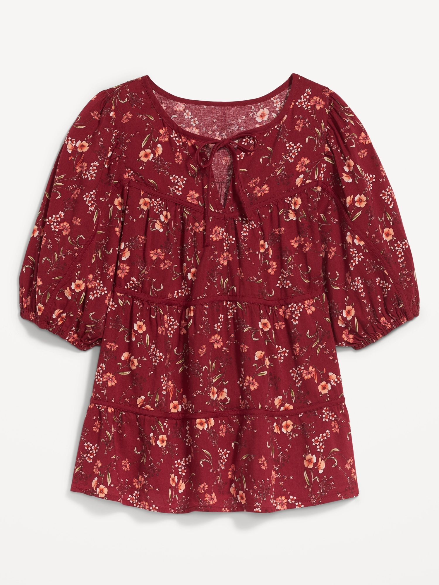 Puff-Sleeve Floral Tiered Swing Blouse for Women | Old Navy