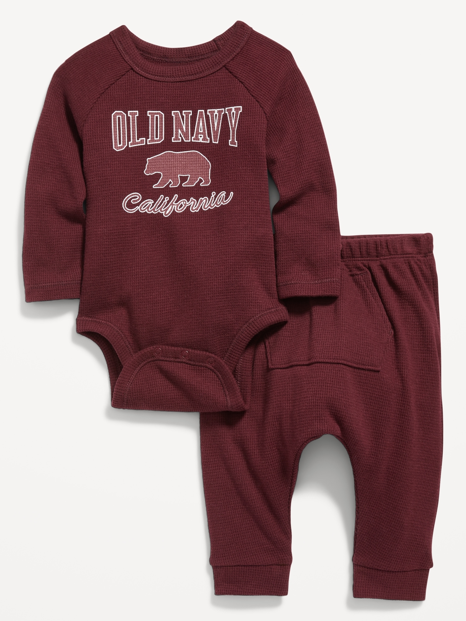 Old Navy Unisex Thermal-Knit Logo Bodysuit and Leggings Set for Baby