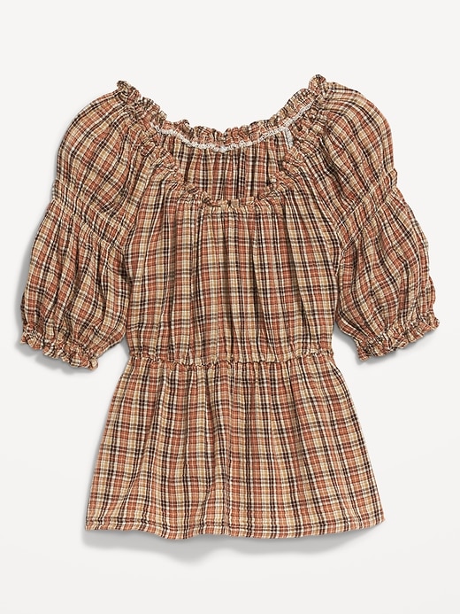 Image number 4 showing, Fitted Puff-Sleeve Plaid Top for Women