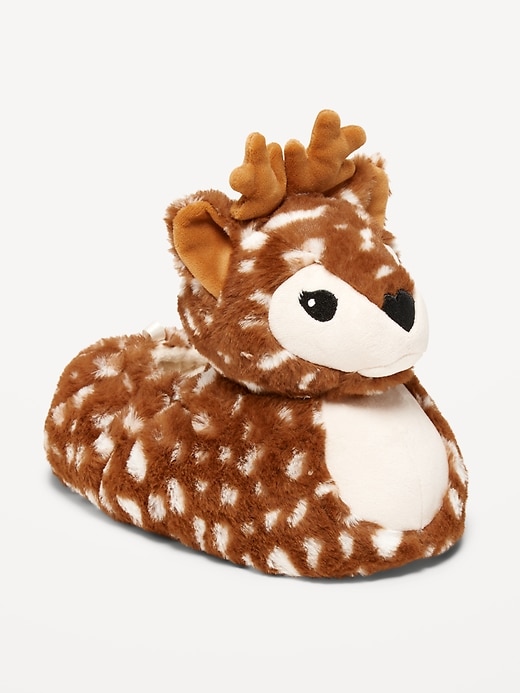 View large product image 1 of 3. Plush Deer Gender-Neutral Slippers for Kids
