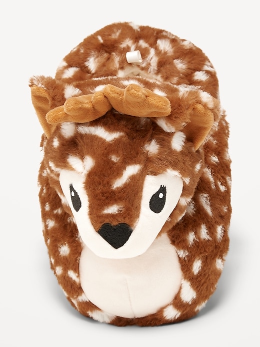 View large product image 2 of 3. Plush Deer Gender-Neutral Slippers for Kids