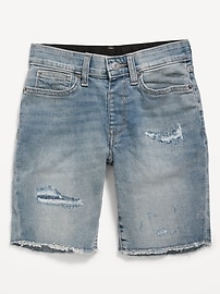 View large product image 3 of 4. Slim 360&#176 Stretch Ripped Cut-Off Jean Shorts for Boys