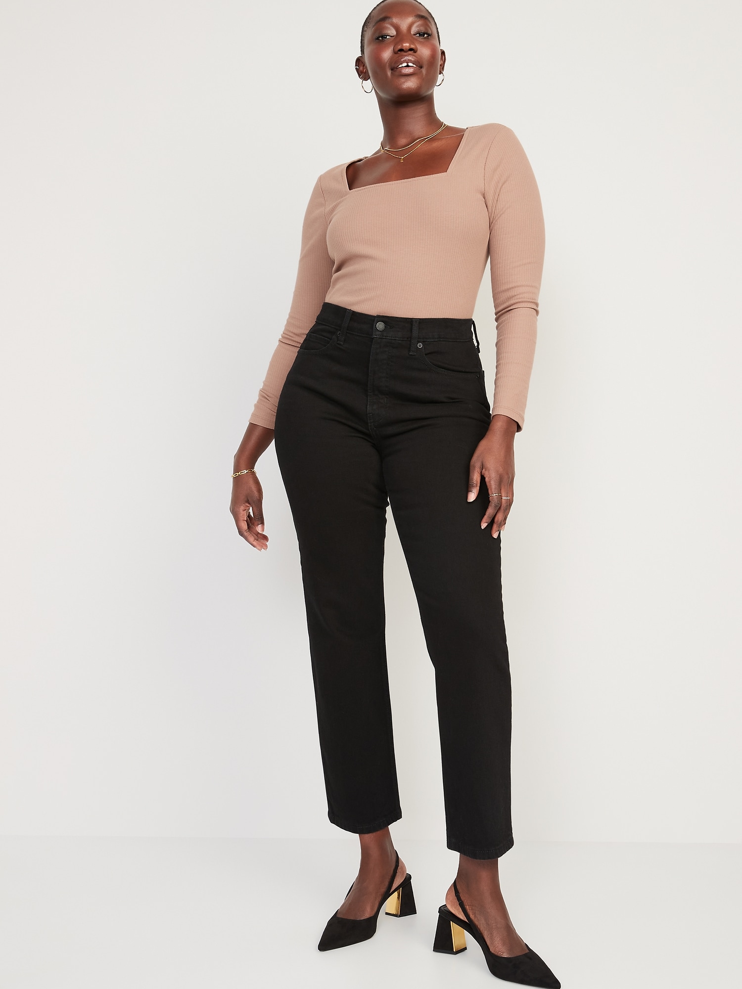 Extra High-Waisted Sky-Hi Straight Black for Women | Old Navy