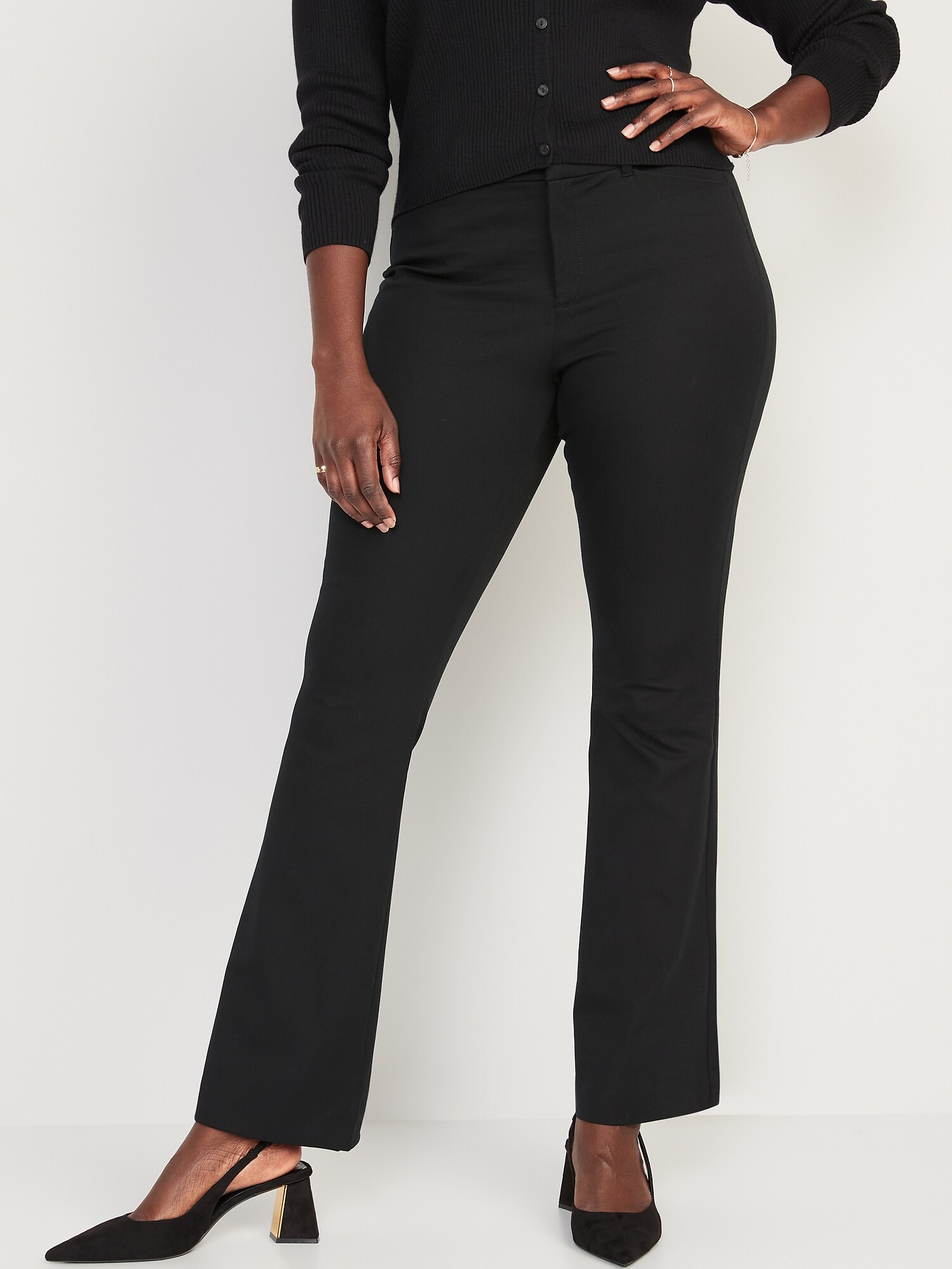 Женские брюки Old Navy High-Waisted Pixie Flare, цвет: Чёрный — фото 5