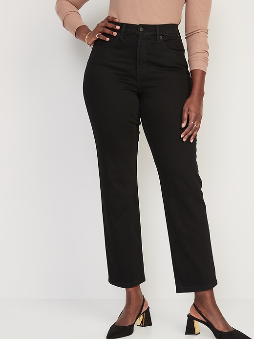 Image number 5 showing, Extra High-Waisted Sky-Hi Straight Black Jeans for Women