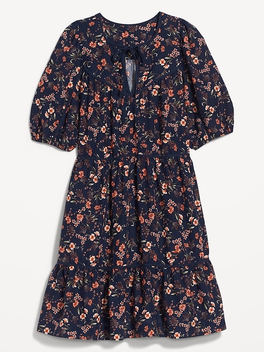 Image number 4 showing, Puff-Sleeve Floral Mini Swing Dress for Women