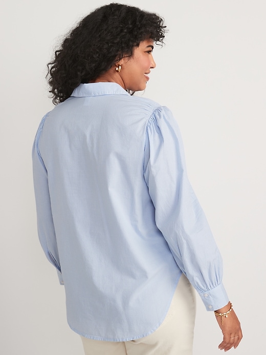 Image number 6 showing, Long-Sleeve Striped Cotton-Poplin Shirt for Women