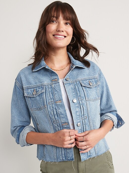 Image number 1 showing, Cut-Off Classic Non-Stretch Jean Jacket for Women