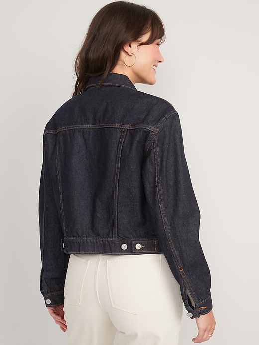 Image number 2 showing, Cropped Non-Stretch Jean Jacket for Women