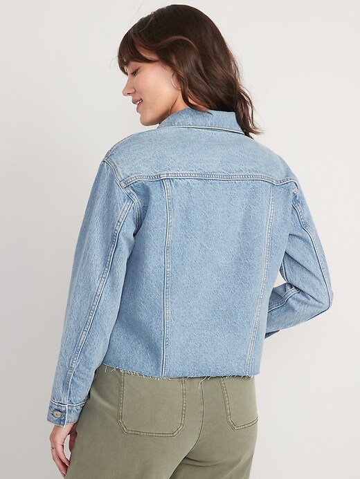 Image number 2 showing, Cut-Off Classic Non-Stretch Jean Jacket for Women