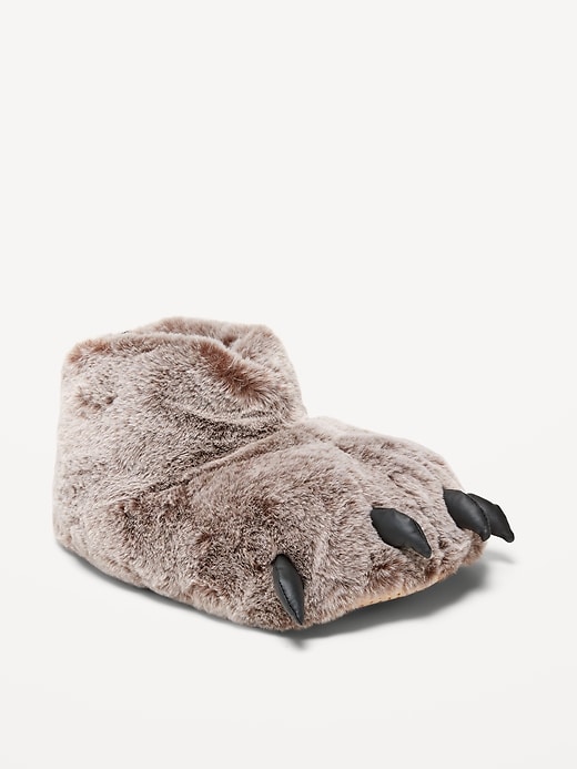 View large product image 1 of 3. Gender-Neutral Faux-Fur Monster Slippers for Kids