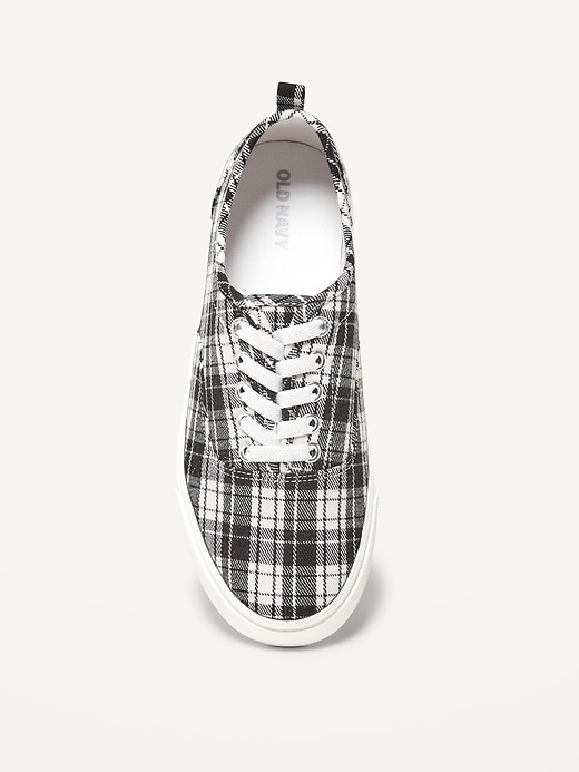 Gender-Neutral Flannel Plaid Lace-Up Sneakers for Kids