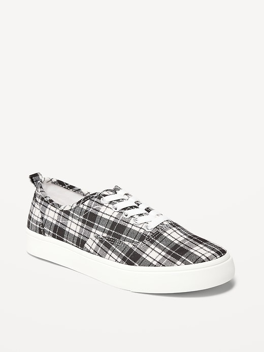 Gender-Neutral Flannel Plaid Lace-Up Sneakers for Kids