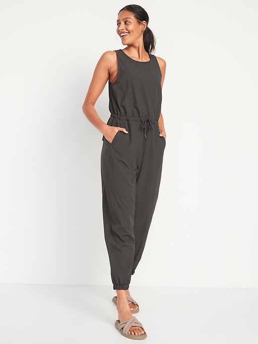 Image number 1 showing, Sleeveless StretchTech Wrap-Effect Jumpsuit