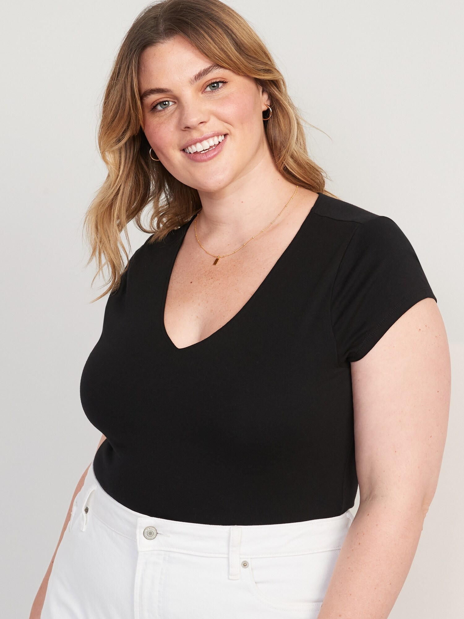 Fitted ShortSleeve VNeck Bodysuit Old Navy