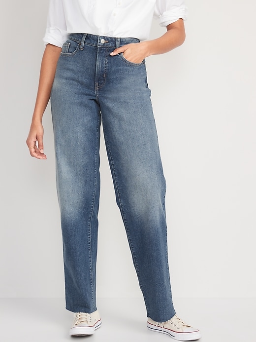 Image number 1 showing, High-Waisted O.G. Loose Cut-Off Jeans for Women