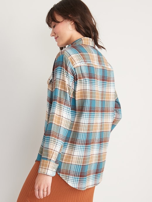 Long-Sleeve Plaid Flannel Boyfriend Tunic Shirt for Women | Old Navy