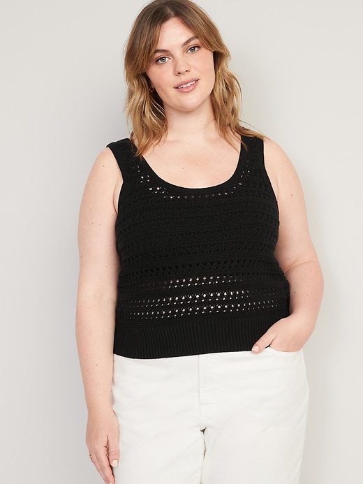 Image number 5 showing, Cropped Open-Knit Sweater Tank Top