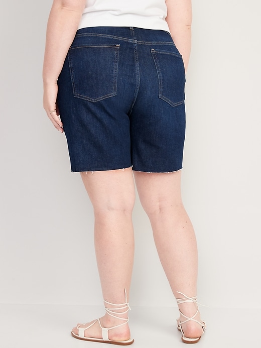 Image number 8 showing, Extra High-Waisted Button-Fly Sky-Hi Straight Cut-Off Jean Shorts for Women -- 7-inch inseam