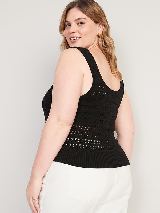 Image number 6 showing, Cropped Open-Knit Sweater Tank Top