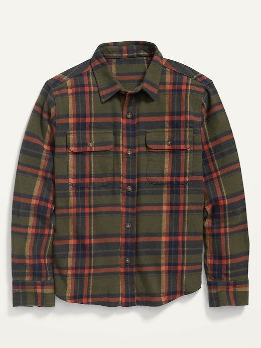 View large product image 2 of 3. Plaid Flannel Utility Pocket Shirt for Boys