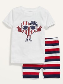 View large product image 3 of 3. Unisex Matching Americana Pajama Shorts Set for Toddler & Baby