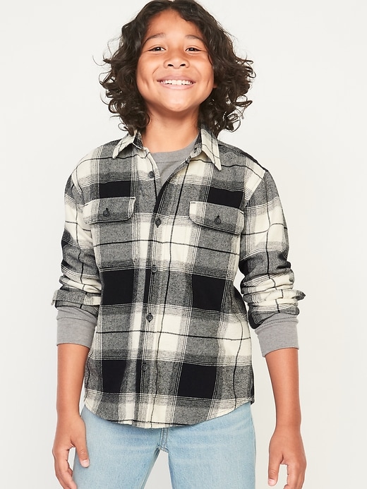 Old Navy Plaid Flannel Utility Pocket Shirt for Boys. 1